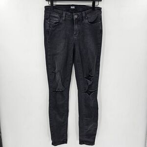 Paige 28 verdugo ankle jeans black distressed ripped knee